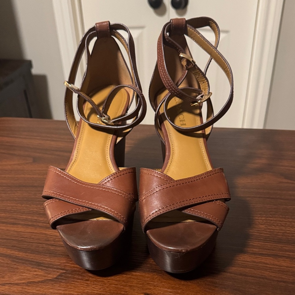 Coach Brown Platform Sandals